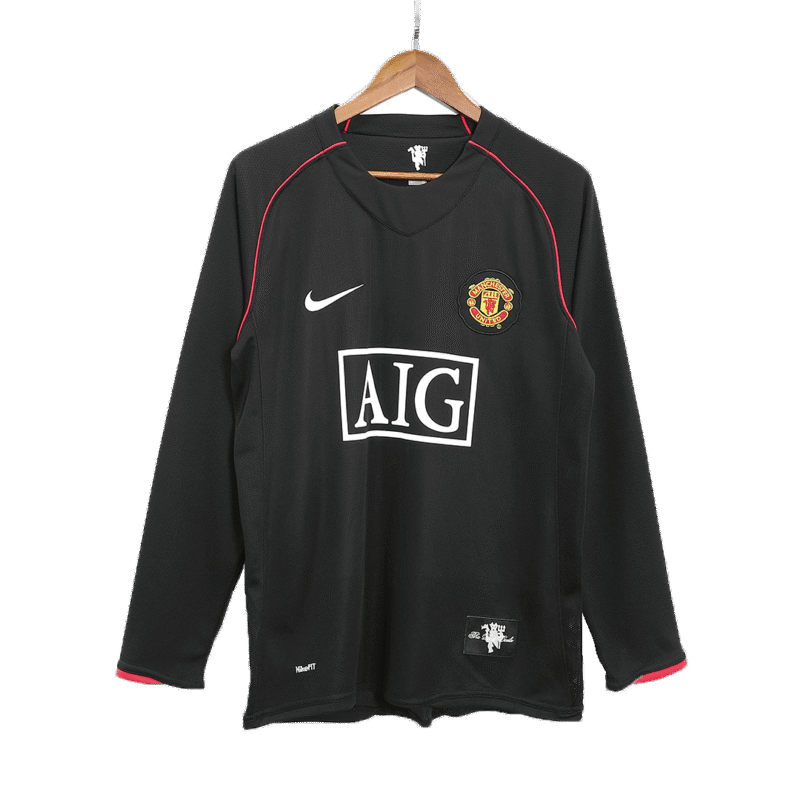 Manchester United 2007/08 Away Long Sleeve Retro Soccer Jersey