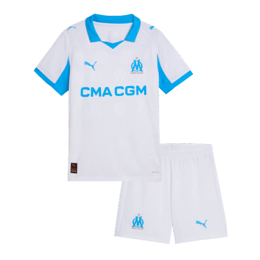 242193dd16b2ecc16e79f2ba3229a068.png Marseille Kid's Home Kit - Jersey+Shorts 2025/26