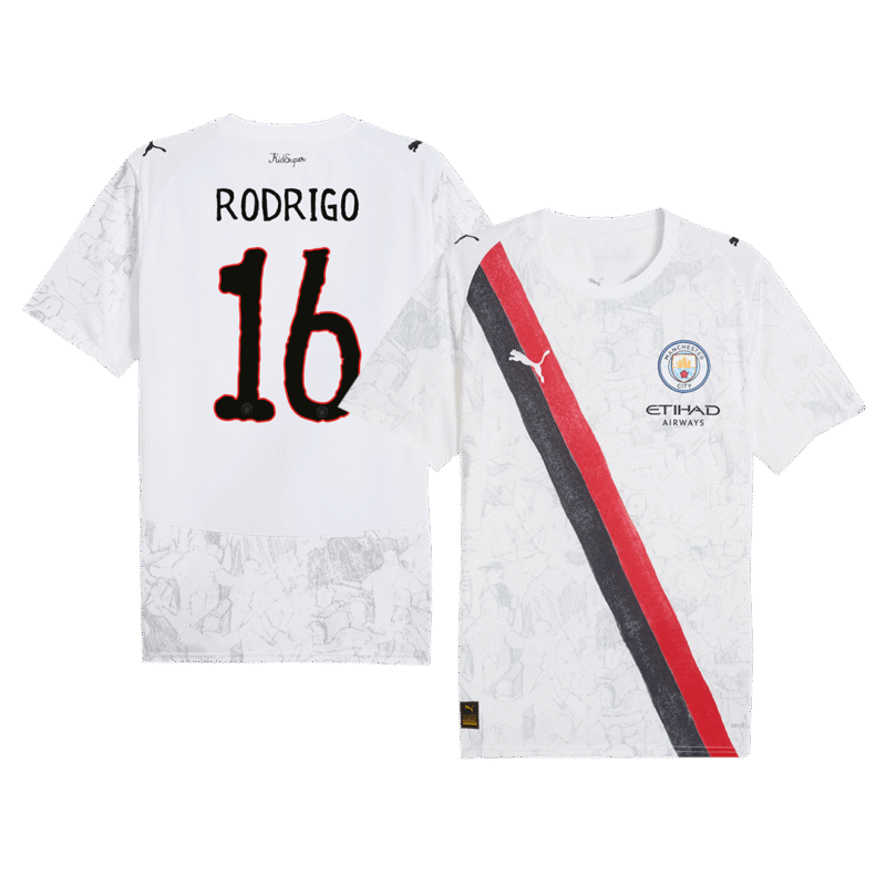 30fafbdc381dcfbaa87cae7710a95137.png RODRIGO #16 Manchester City KidSuper Soccer Jersey 2025/26 White - Club World Cup
