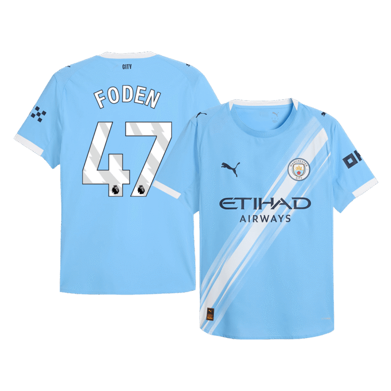 FODEN #47 Manchester City Home Player Version Soccer Jersey 2025/26 Blue