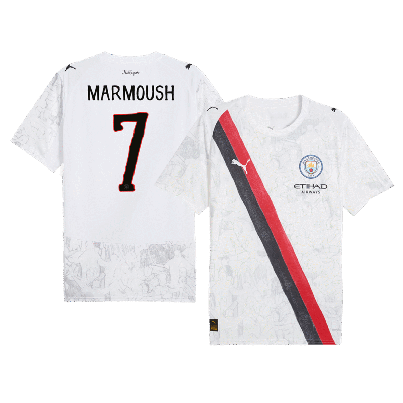 8f4dff60c5fd333e05c8a7ca6cdc8b3d.png MARMOUSH #7 Manchester City KidSuper Soccer Jersey 2025/26 White - Club World Cup