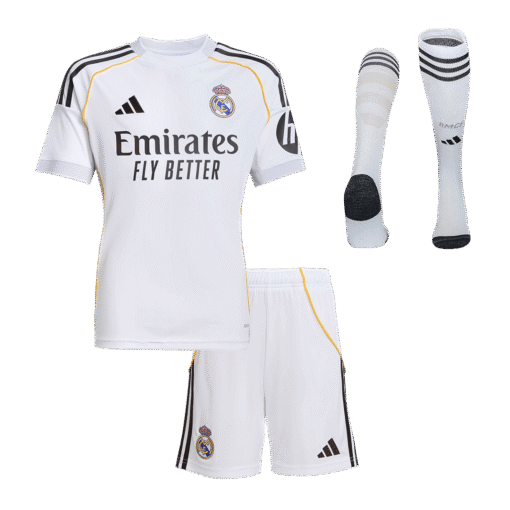 9701390ad8afc173217486d51d8cb090.png Real Madrid Kid's Home Full Kit - Jersey+Shorts+Socks 2025/26
