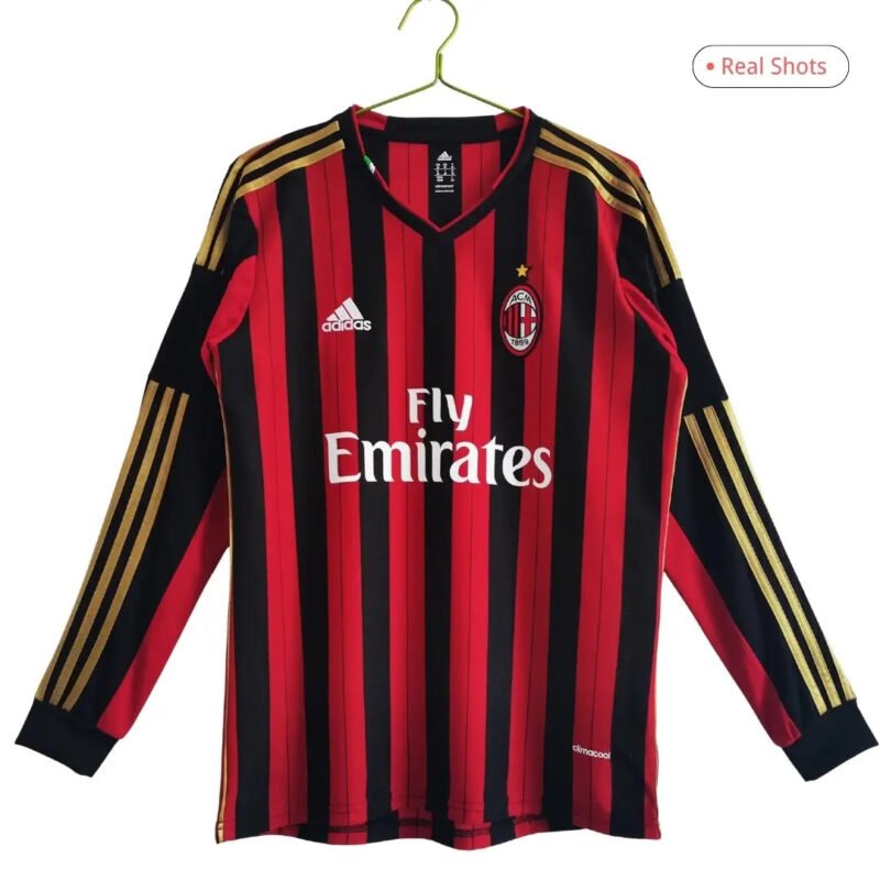 AC Milan 2013/14 Home Retro Soccer Long Sleeve Jersey