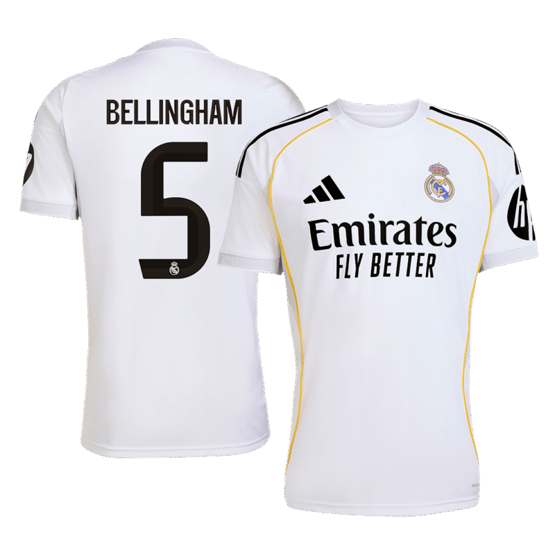 BELLINGHAM #5 Real Madrid Home Soccer Jersey 2025/26 White