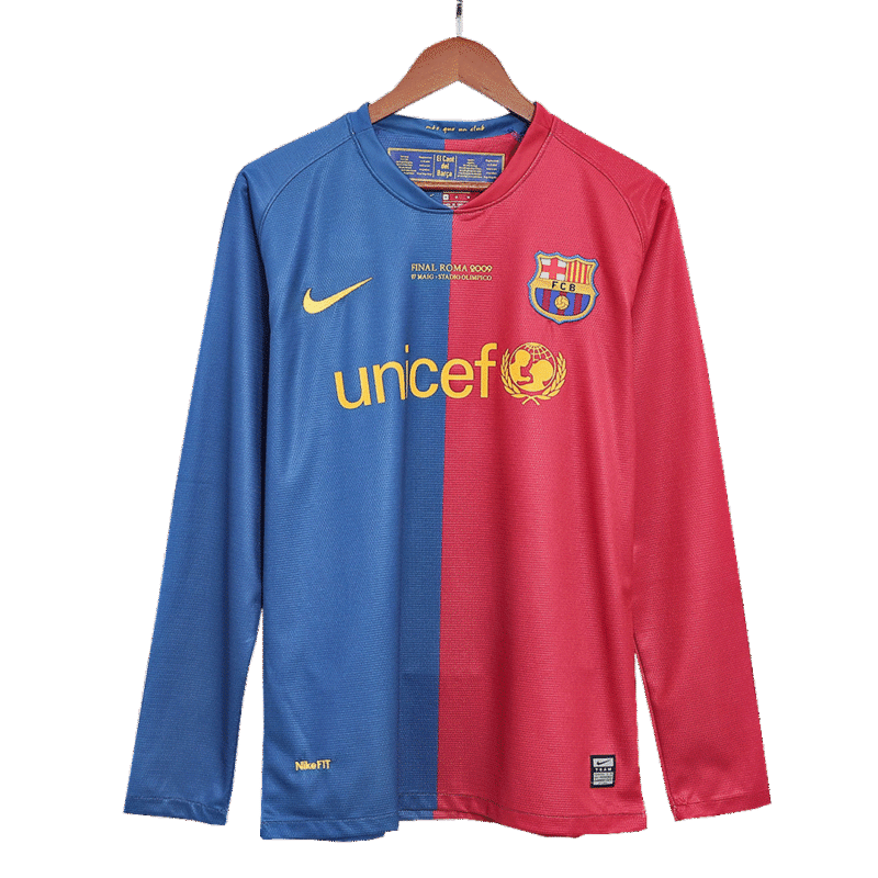 Barcelona 2008/09 Home Long Sleeve Retro Soccer Jersey - UCL Final