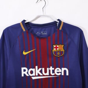 Barcelona 2017/18 Home Long Sleeve Retro Soccer Jersey