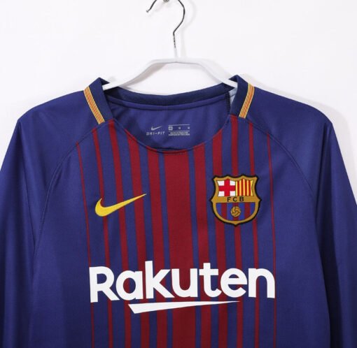 Barcelona 2017/18 Home Long Sleeve Retro Soccer Jersey
