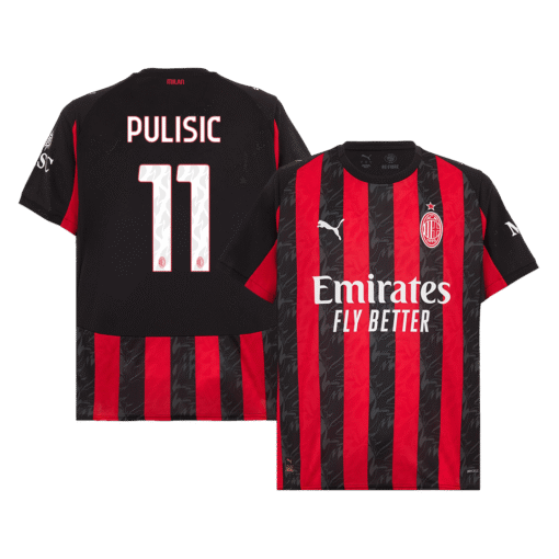 PULISIC_11_AC_Milan_Home_Soccer_Jersey_2025_26_Red_Black.png PULISIC #11 AC Milan Home Soccer Jersey 2025/26 Red&Black