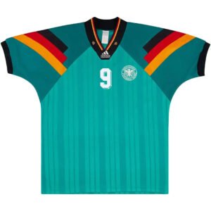 V?ller #9 Retro Germany Away Football Jersey Euro Cup 1992