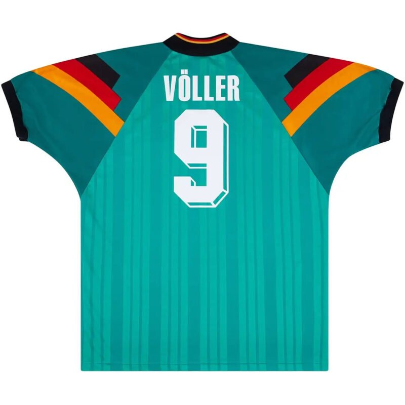 V?ller #9 Retro Germany Away Football Jersey Euro Cup 1992
