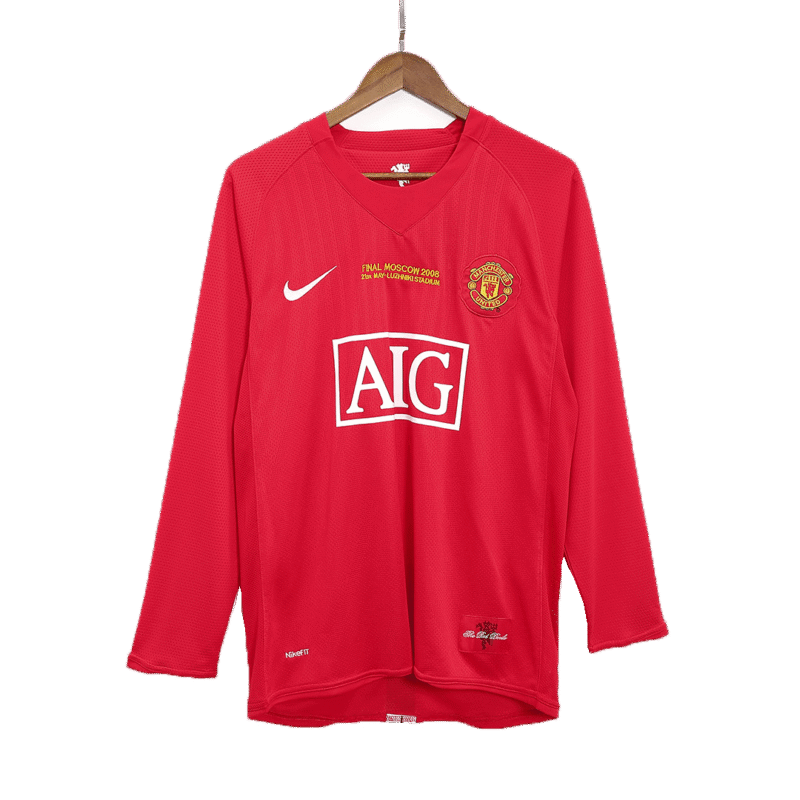 Manchester United 2007/08 Champions League Home Long Sleeve Retro Soccer Jersey - UCL Final