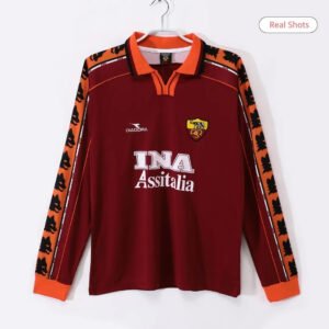 199899RomaHomejerseylong_2.jpg Roma 1998/99 Home Retro Soccer Long Sleeve Jersey