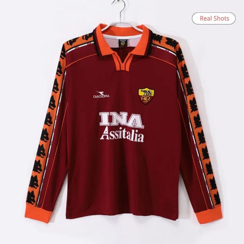 199899RomaHomejerseylong_2.jpg Roma 1998/99 Home Retro Soccer Long Sleeve Jersey