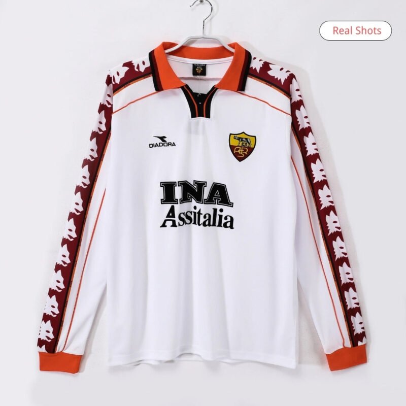 199899RomaawayjerseyLong_1.jpg Roma 1998/99 Away Retro Soccer Long Sleeve Jersey