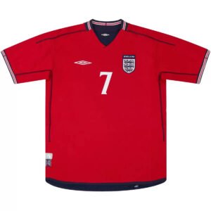BECKHAM #7 Retro England Away Soccer Jersey World Cup 2002
