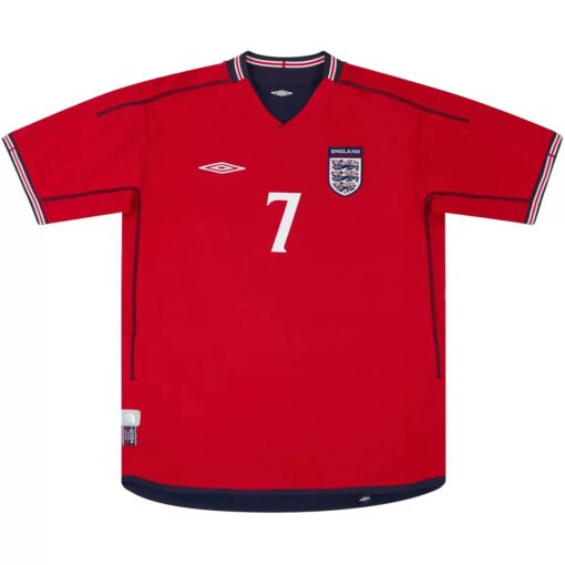 BECKHAM #7 Retro England Away Soccer Jersey World Cup 2002