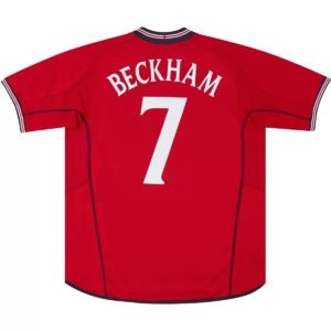 BECKHAM #7 Retro England Away Soccer Jersey World Cup 2002