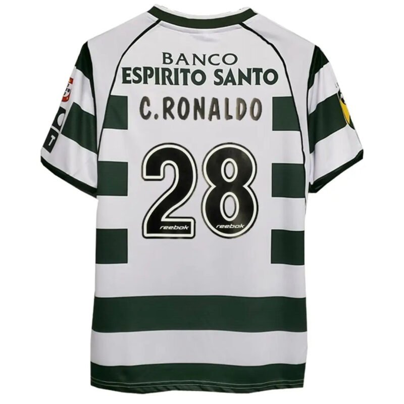 C.RONALDO28RetroSportingLisbonHomeJersey200203.jpg C.RONALDO #28 Sporting CP 2001/03 Home Retro Soccer Jersey