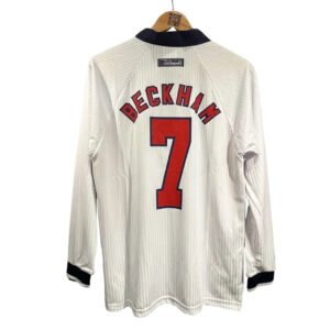 England1998HomeLongSleeveRetroSoccerJersey_3.jpg Beckham #7 England 1998 Home Long Sleeve Retro Soccer Jersey
