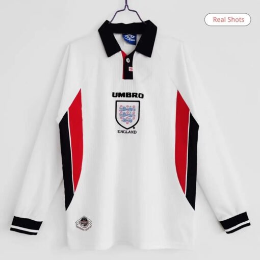 England1998HomeLongSleeveRetroSoccerJersey_6.jpg England 1998 Home Long Sleeve Retro Soccer Jersey