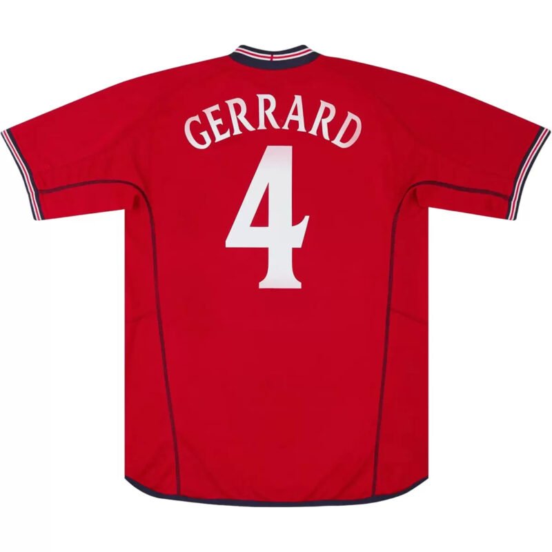 Gerrard #4 Retro England Away Soccer Jersey World Cup 2002