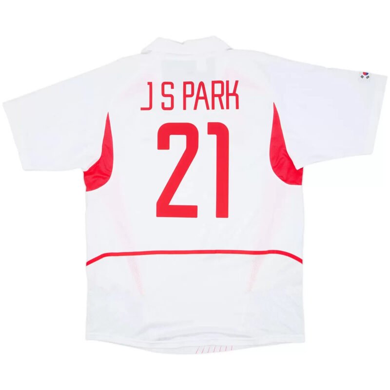 JSPark_21RetroSouthKoreaAwayJerseyWorldCup2002_2.jpg J S Park #21 South Korea Away World Cup 2002 Retro Soccer Jersey
