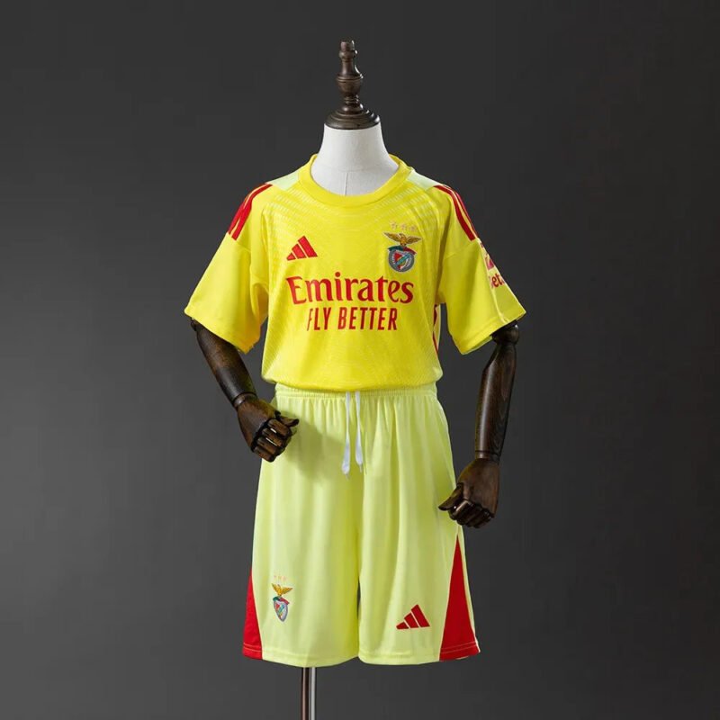 KidsBenficaJersey2526YellowGoalkeeperFootballKit_3.jpg Kid's Benfica Goalkeeper Soccer Jersey Kit 2025/26