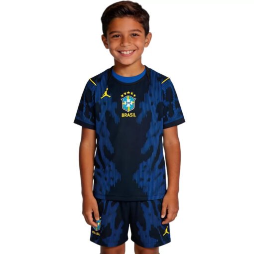 Kid's Brazil Away Soccer Kit 2026 World Cup - Jersey + Shorts