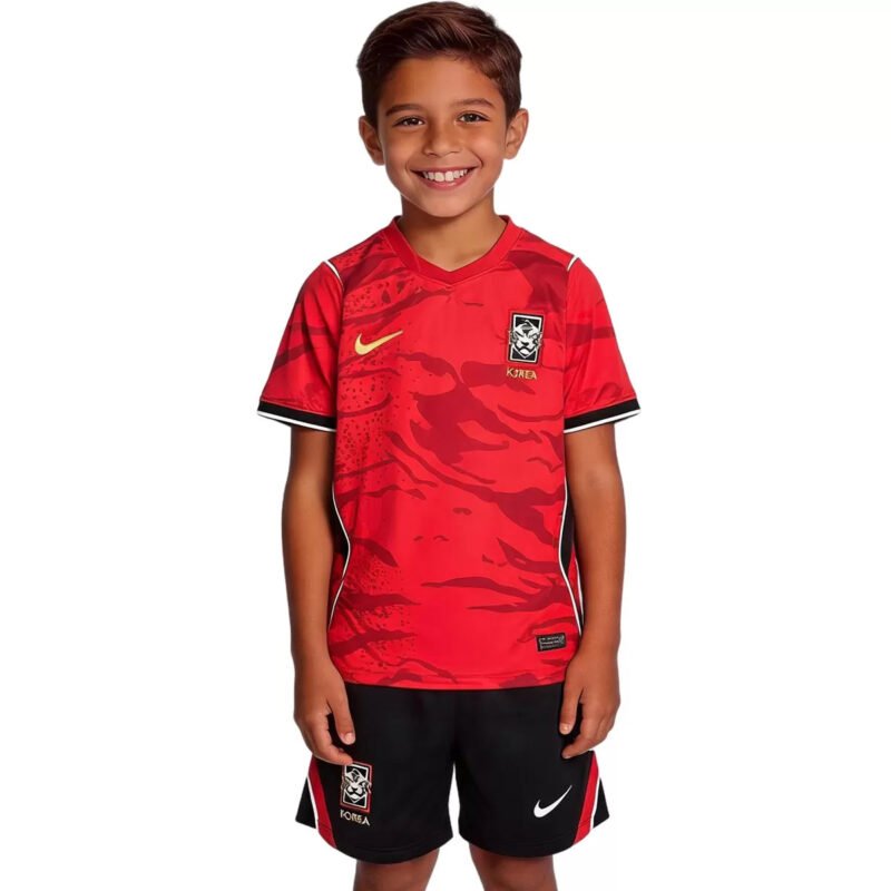 KidsSouthKoreaHomeJerseyKitWorldCup2026_1.jpg Kid's South Korea Home Soccer Kit 2026 World Cup - Jersey+Shorts