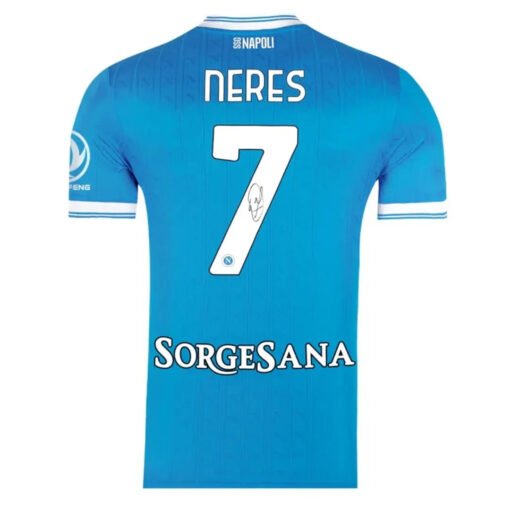 Napoli202526HomejerseySignedbyNeres7.jpg Napoli Home Soccer Jersey 2025/26 Signed by Neres #7