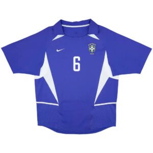 R.Carlos6RetroBrazilAwayJerseyWorldCup2002_1.jpg R.Carlos #6 Brazil 2002 Away Retro Football Jersey