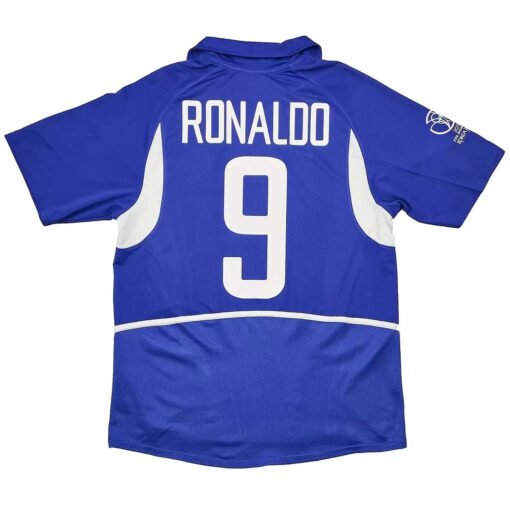 Ronaldo9RetroBrazilAwayJerseyWorldCup2002_3.jpg Ronaldo #9 Brazil 2002 Away Retro Football Jersey