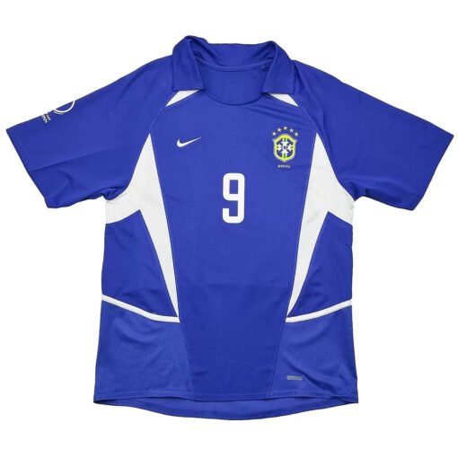 Ronaldo9RetroBrazilAwayJerseyWorldCup2002_4.jpg Ronaldo #9 Brazil 2002 Away Retro Football Jersey