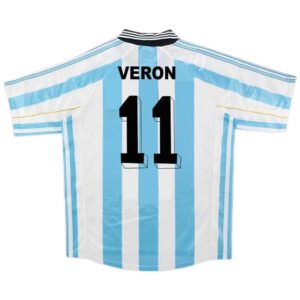 VERON11RetroArgentinaHomeJerseyWorldCup1998.jpg VERON #11 Argentina 1998 Home Retro Football Jersey