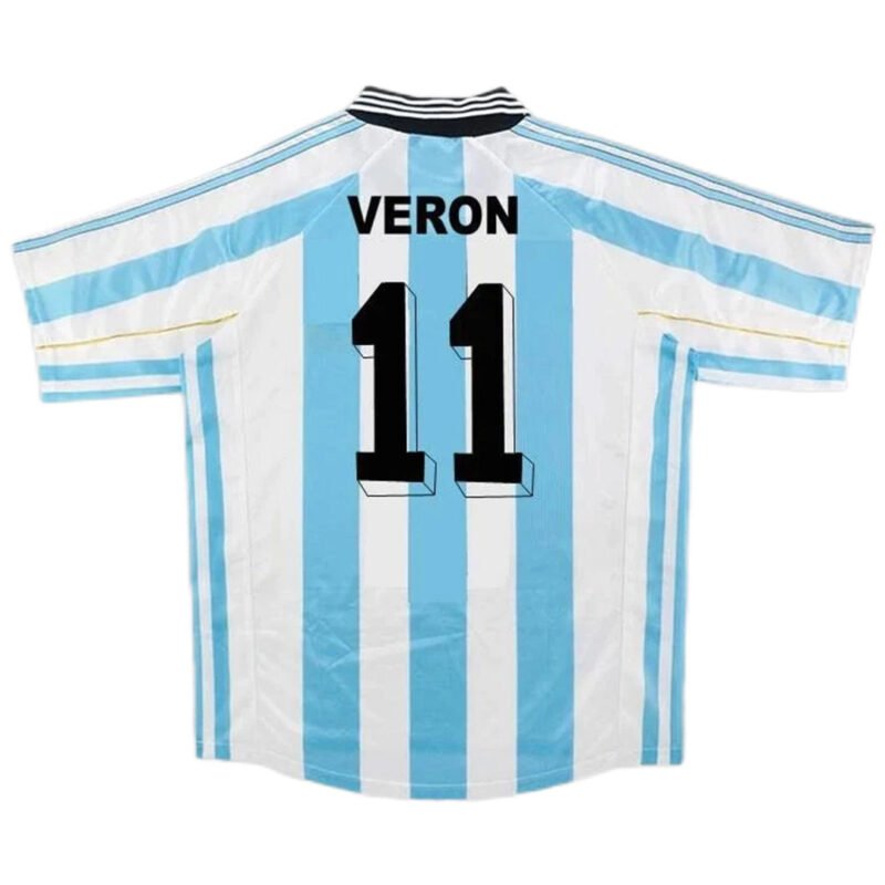 VERON11RetroArgentinaHomeJerseyWorldCup1998.jpg VERON #11 Argentina 1998 Home Retro Football Jersey